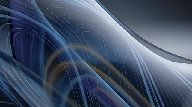 Luminous golden waves flowing over glassy surfaces, interweaving translucent contours and casting intricate light patterns across shimmering planes