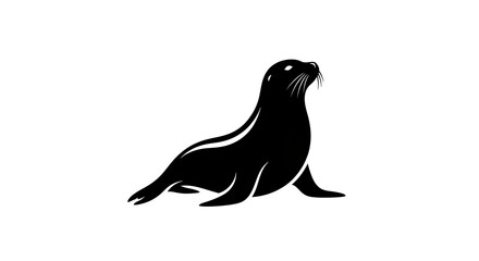 Fototapeta premium Elegant Sea Lion Silhouette - A Striking Marine Mammal Illustration.