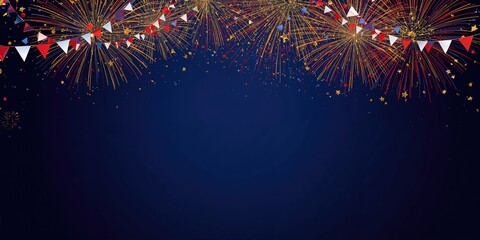 Election campaign banner featuring rocket fireworks and party streamers on dark blue background, emphasizing political celebration