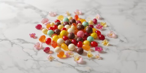 Brightly colored sweets displayed together, designed as a lively UI backdrop for digital interfaces, World Confectionery Day