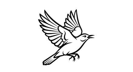 Elegant line art drawing of a bird in flight.
