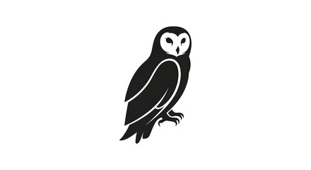 Fototapeta premium Elegant Owl Silhouette - A Striking Black and White Design.