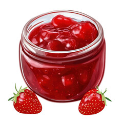 Delicious strawberry jam isolated on transparent background .