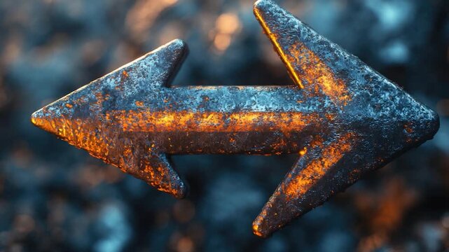 Video A rusty metal arrow pointing to the left direction