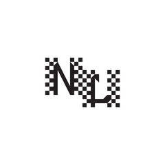 Alphabet Logo Monogram Design Modern Abstract Bold NL Initial Pixel Vector Alphabet