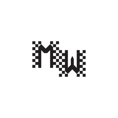 Alphabet Logo Monogram Design Modern Abstract Bold MW Initial Pixel Vector Alphabet