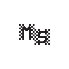 Alphabet Logo Monogram Design Modern Abstract Bold MS Initial Pixel Vector Alphabet