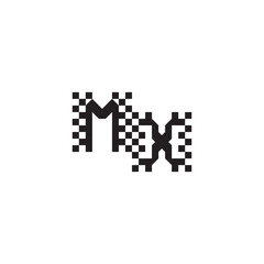 Alphabet Logo Monogram Design Modern Abstract Bold MX Initial Pixel Vector Alphabet