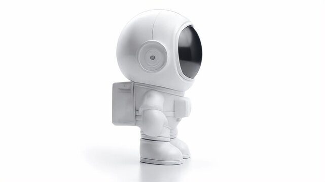 Astronaut Toy in White Isolated on a White Background.