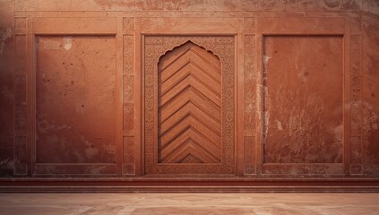 Intricate Fatehpur Sikri sandstone carvings with zigzag chevron motifs, ideal for decorative textures