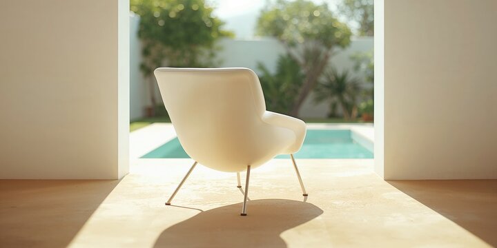 Back view of an outdoor lounge chair on a white background leisure space