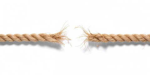 Frayed rope on a white background, suited for layout and text overlay design, material integrity