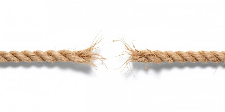 Frayed rope on a white background, suited for layout and text overlay design, material integrity