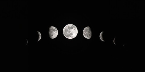 Obraz premium Lunar cycle images with dark backdrop used for educational or display purposes