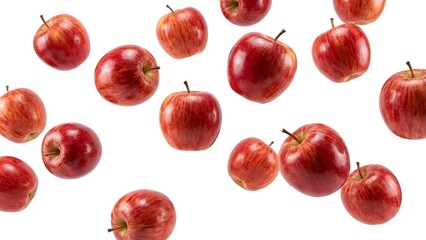 Scattered Red Apples on Transparent Background for Design