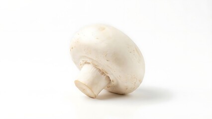 Single Fresh White Mushroom Isolated on Transparent Background