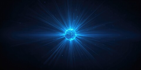 Naklejka premium Futuristic 3D-rendered scene of a glowing blue cosmic enigma radiating gamma rays, used as a technological backdrop