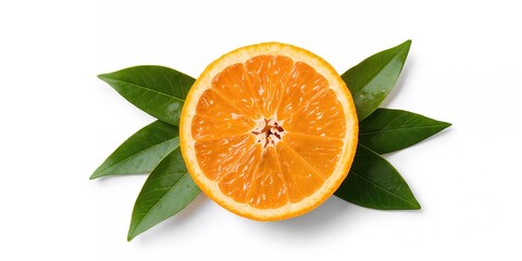 Isolated orange slices and whole fruit with foliage used as a natural background for food photography, Earth Day