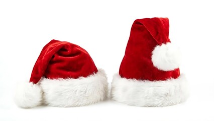 Two Santa Claus Hats Isolated on Transparent Background
