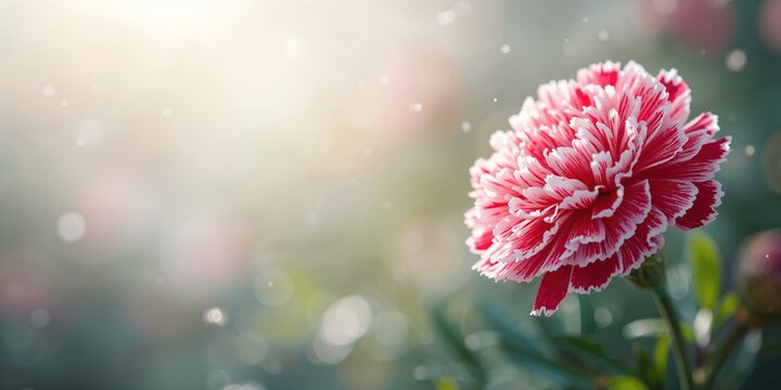 Pink, white, and red carnations blurred background, floral display for decorative use