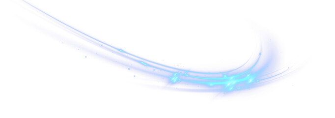 Neon lines of blue speed. Dynamic traces of light movement. Light wave of the trace, line of the trace. Futuristic neon light lines.