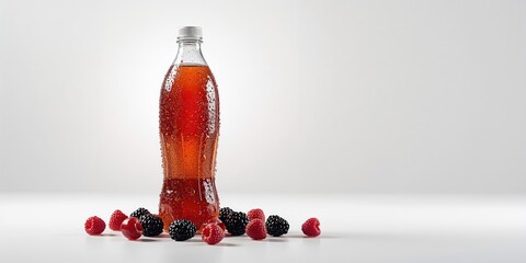 Brown soda water bottle with drops, designed for spill prevention in beverage storage