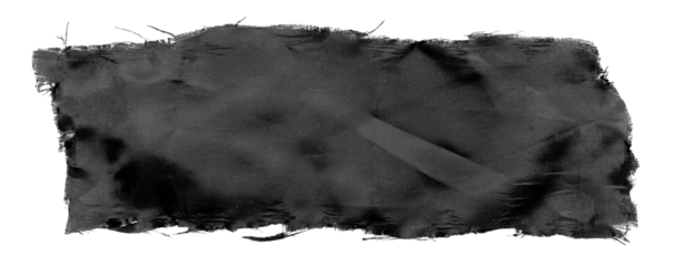 A piece of torn black fabric on a white background. Textile isolate