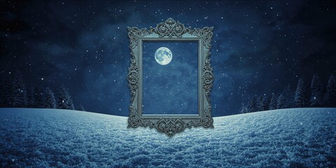 Obraz premium Vintage Christmas night setting for greeting card or background, holiday celebration theme