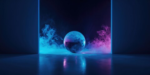 Dark, diffuse background featuring a glass ball with reflection, suitable for UI backdrop or editorial header
