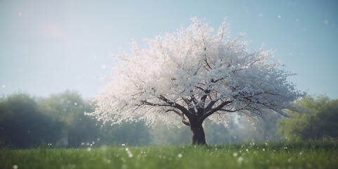 Blooming cherry tree with dense pink flowers, suitable for nature-themed UI backdrop
