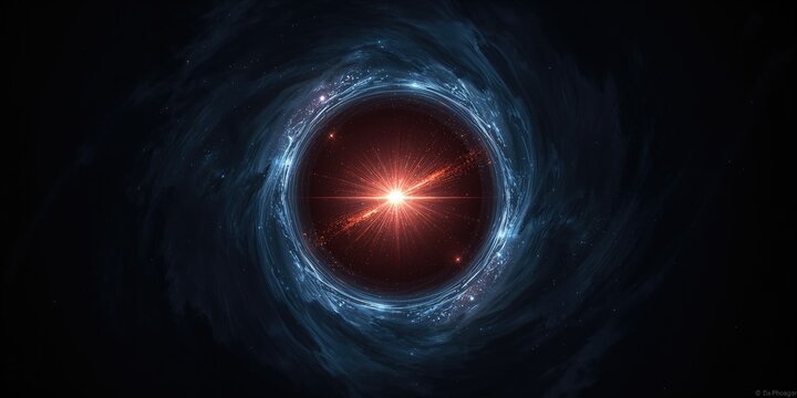 Illuminated spherical energy core in space, gamma ray burst serving as a visual background for digital interfaces