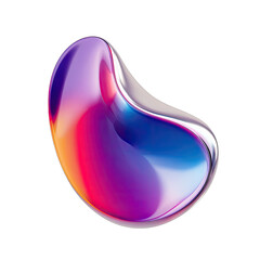 Iridescent, amorphous blob with vibrant, fluid gradient colors against black