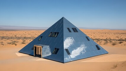 Pyramid House Made of Mirrored Panels