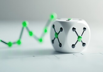 White die with green chart