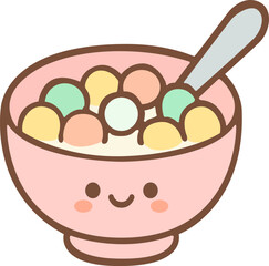 Kawaii Cereal Bowl Illustration