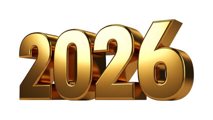 Golden 2026 numbers shiny illustration PNG