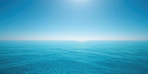 Obraz premium Serene ocean and clear blue sky backdrop serving as a visual for editorial headers