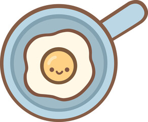 Illustration of Fried Egg in Pan with Face
