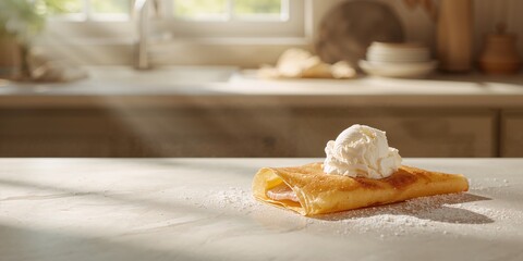 Fresh crepe dessert filled with ice cream, highlighting a sweet treat for dessert lovers