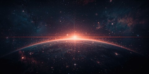 Obraz premium 2d space scene with bright stars, planets, and moons on a realistic star pattern background for science fiction projects