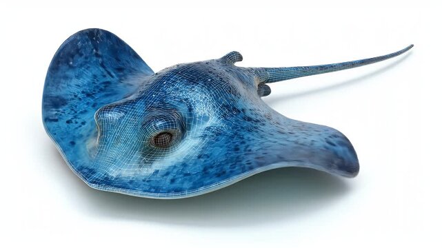 Beautiful Blue Stingray on a White Background.