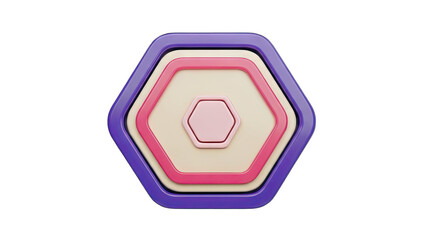 Concentric Hexagons in Shades of Purple Pink and Cream with a Transparent Background Abstract Geometric Shape with Clean Edges and Smooth Surfaces and Subtle Lighting