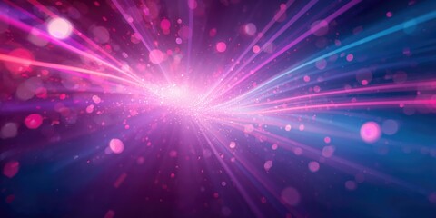 Naklejka premium Diffuse neon-colored abstract lights with bokeh effects in pink and blue hues, used as a trendy background for digital layouts