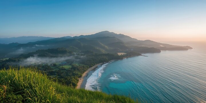 Natural coastal landscape with scenic shoreline, erosion risks during seasonal change - Powered by Adobe