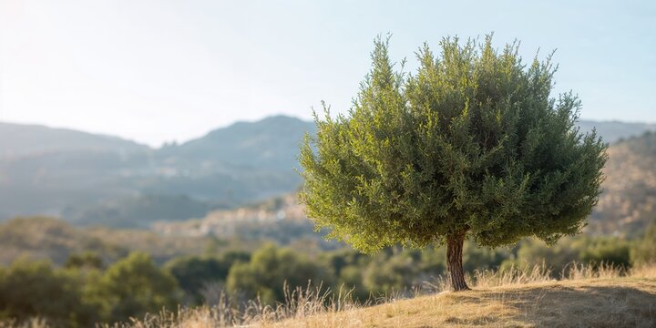 Laurel shrub in a Mediterranean landscape, serving as a natural hedge for landscape design, Earth Day
