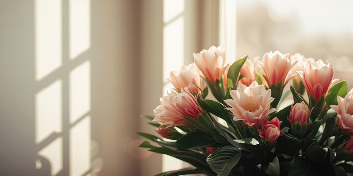 Christmas cactus flowers seen from indoors, highlighting seasonal plant growth, Earth Day