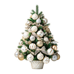 Isolated transparent png Festive Christmas Decorations luxury tree Christmas tree adorned with elegant ornaments and decorations.