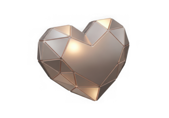 Geometric faceted heart with glowing light