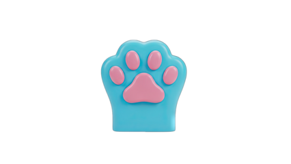 Cute Blue and Pink Paw Print Icon with Transparent Background