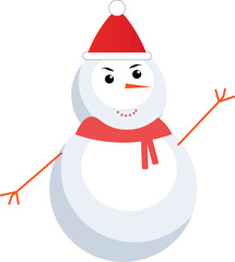 Cartoon snowman wearing santa hat